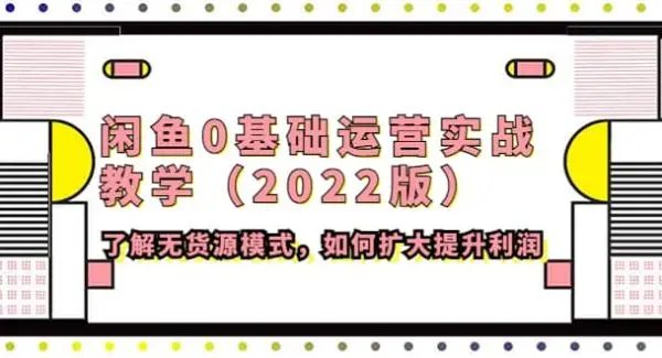 闲鱼0基础运营实战教学（2022版）了解无货源模式，如何扩大提升利润