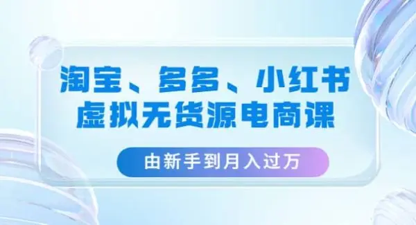 淘宝、多多、小红书-虚拟无货源电商课（3套课程）