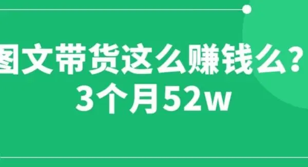 图文带货这么赚钱么? 3个月52W 图文带货运营加强课