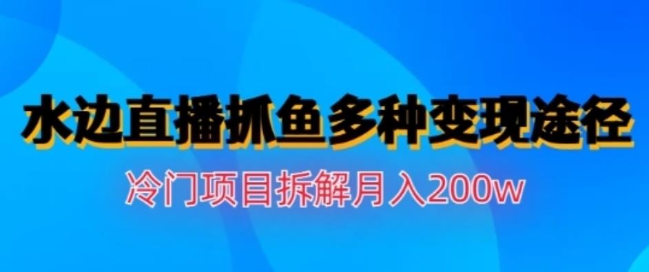 水边直播抓鱼,多种变现途径冷门项目,月入200w拆解【揭秘】