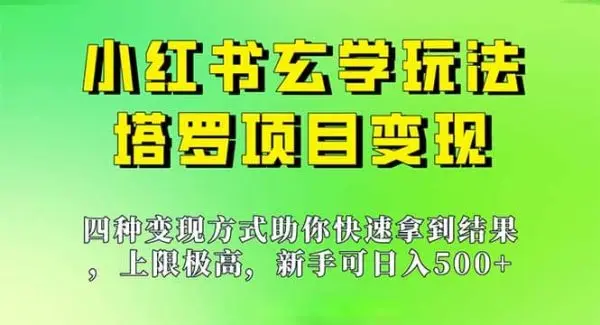 新手也能日入500的玩法，上限极高，小红书玄学玩法，塔罗项目变现大揭秘