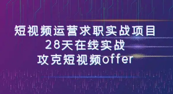 短视频运-营求职实战项目，28天在线实战，攻克短视频offer（46节课）