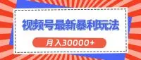 视频号最新暴利玩法，轻松月入30000+