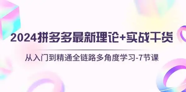 2024拼多多 最新理论+实战干货，从入门到精通全链路多角度学习-7节课