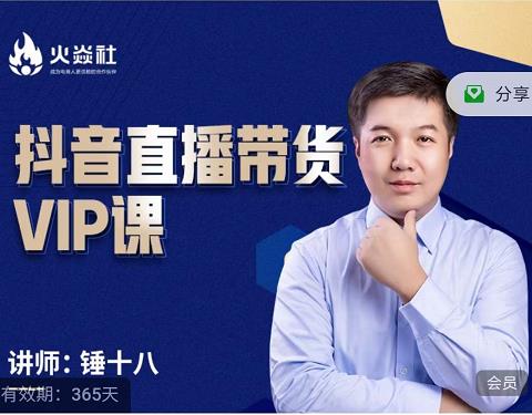 锤十八-抖音直播带货V-I-P课，专注直播带货有效盈利模式